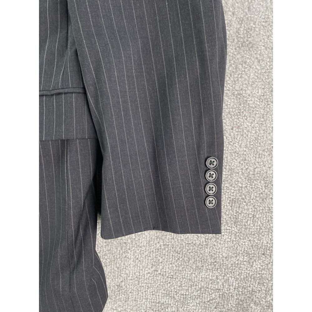 Jos. A Bank Suit 41 L Gray Wool Striped Premium Business Jacket Pants Set 36x34 - Picture 3 of 16